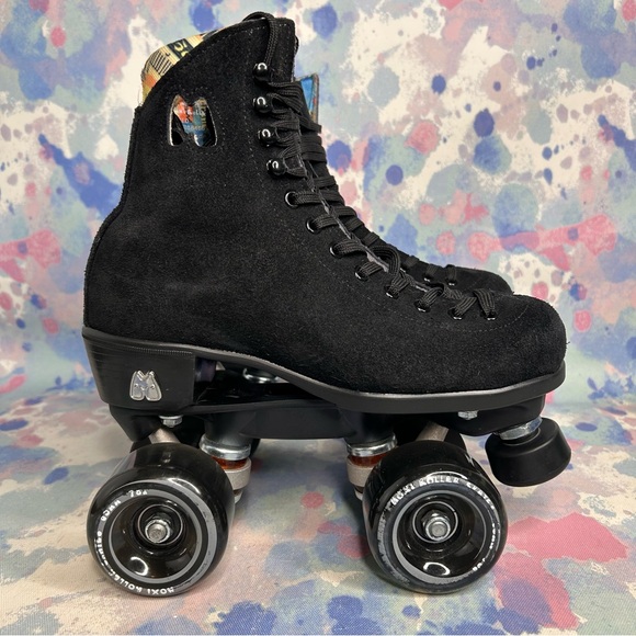 Moxi Lolly Black Suede Leather Quad Fashion Roller Skates Women’s Size 4 - Picture 1 of 10